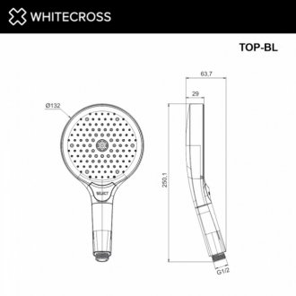 Душевая лейка Whitecross TOP-BL черный матовый