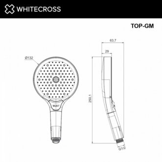 Душевая лейка Whitecross TOP-GM оружейная сталь