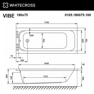 Ванна Whitecross Vibe Soft 180x75 белый