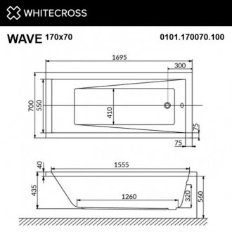 Ванна Whitecross Wave Soft 170x70 бронза