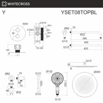 Душевая система Whitecross Y YSET08TOPGL