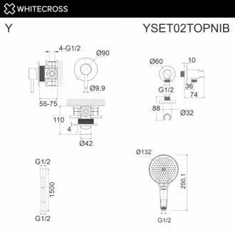 Душевая система Whitecross Y YSET02TOPNIB брашированный никель