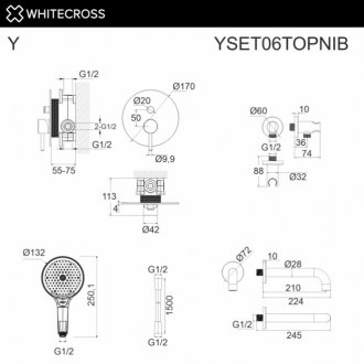 Душевая система Whitecross Y YSET06TOPNIB брашированный никель