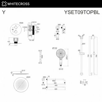Душевая система Whitecross Y YSET09TOPBL черный матовый