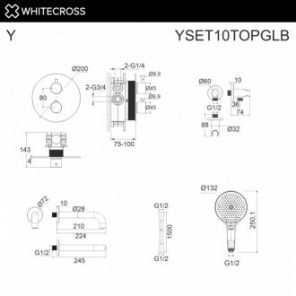 Душевая система Whitecross Y YSET10TOPGLB брашированное золото