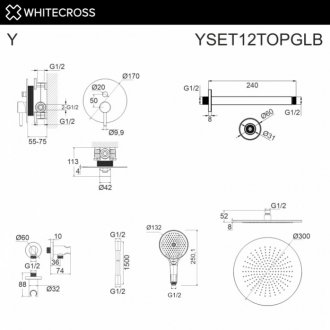 Душевая система Whitecross Y YSET12TOPGLB брашированное золото